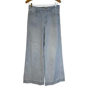 Anthropologie Maeve High Rise Ultra Wide Leg Jeans Light Wash Blue Denim Size 28